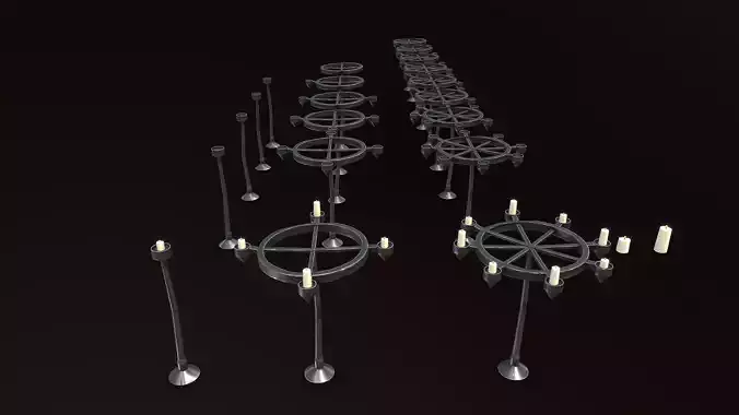 Stylized PBR Candle Holders Low-poly 3D model