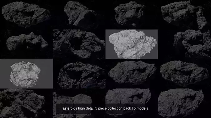 asteroids high detail 5 piece collection pack