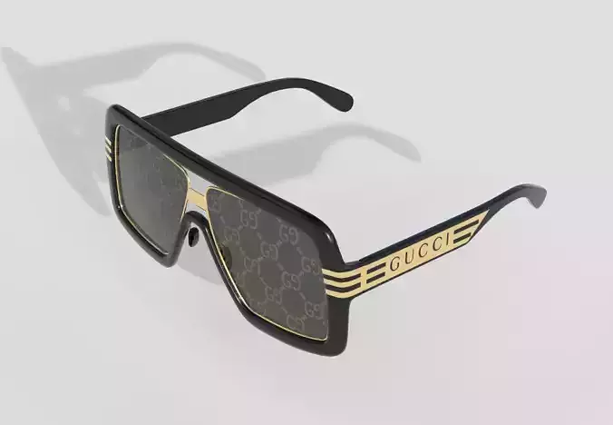 Gucci Square Sunglasses with Patterned Lenses 3D model
