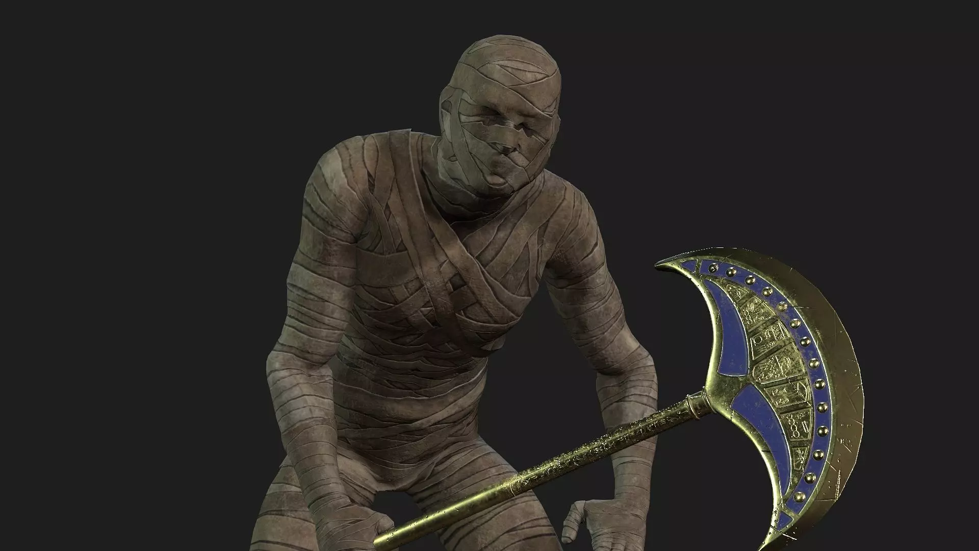 the mummy animated holding scythe 3D model_0