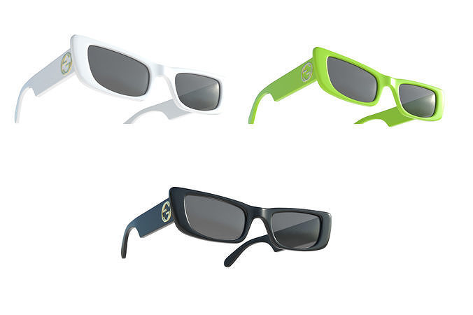 Gucci Rectangular Sunglasses 3 Low-poly 3D model