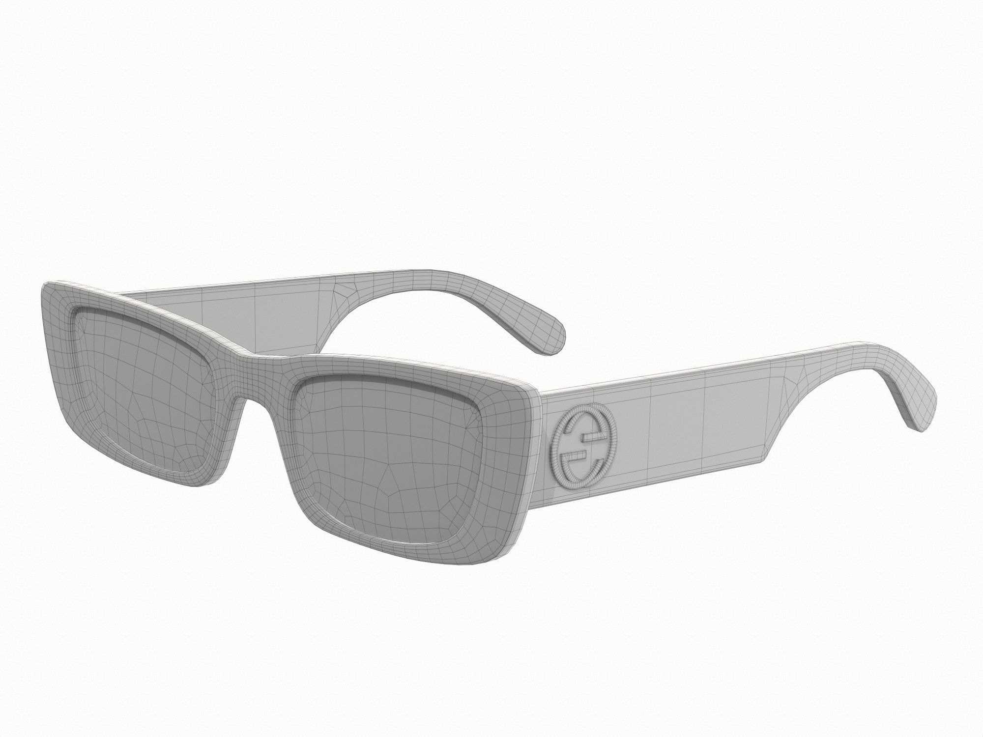 Gucci Rectangular Sunglasses 3 Low-poly 3D model_11