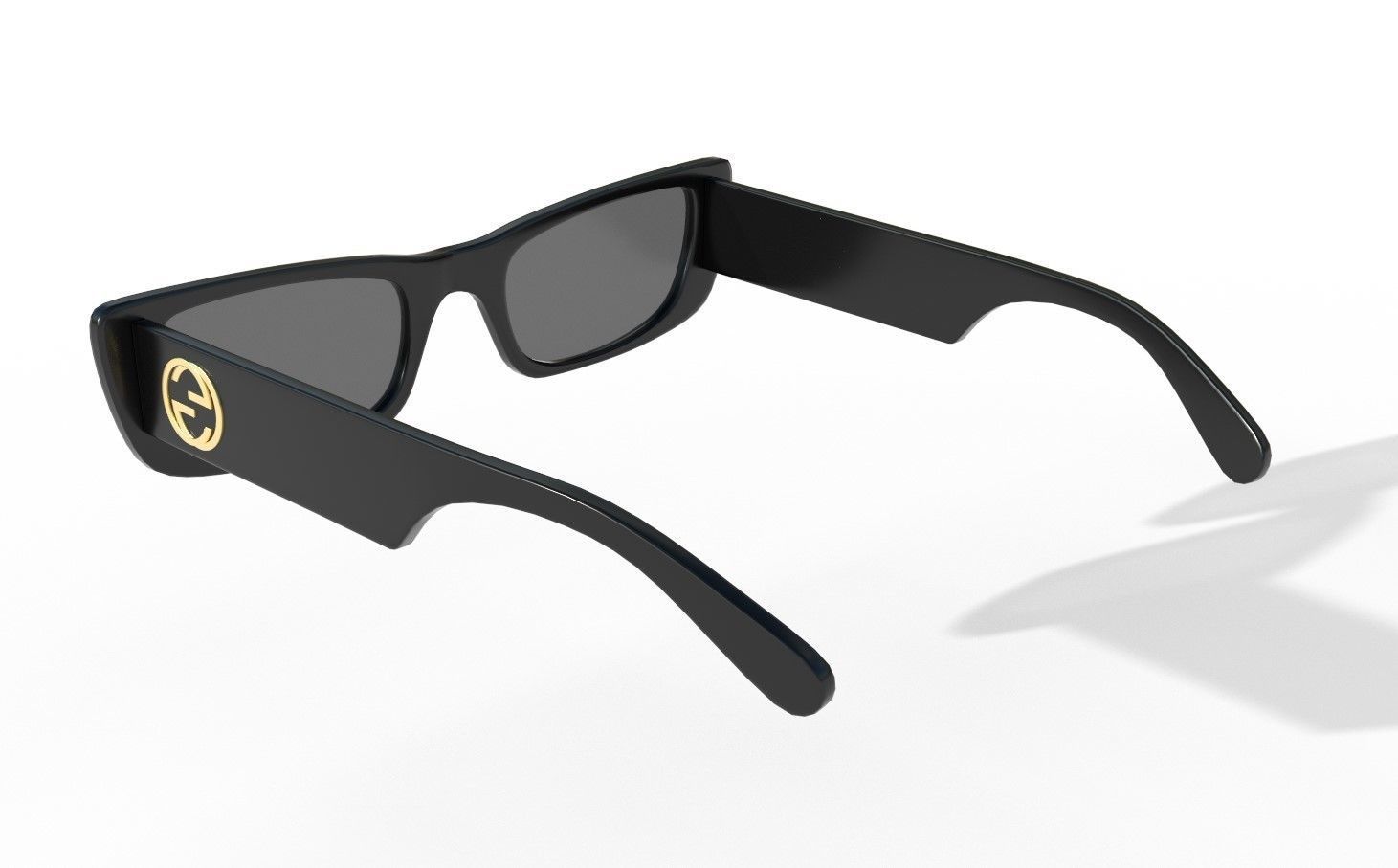 Gucci Rectangular Sunglasses 3 Low-poly 3D model_9