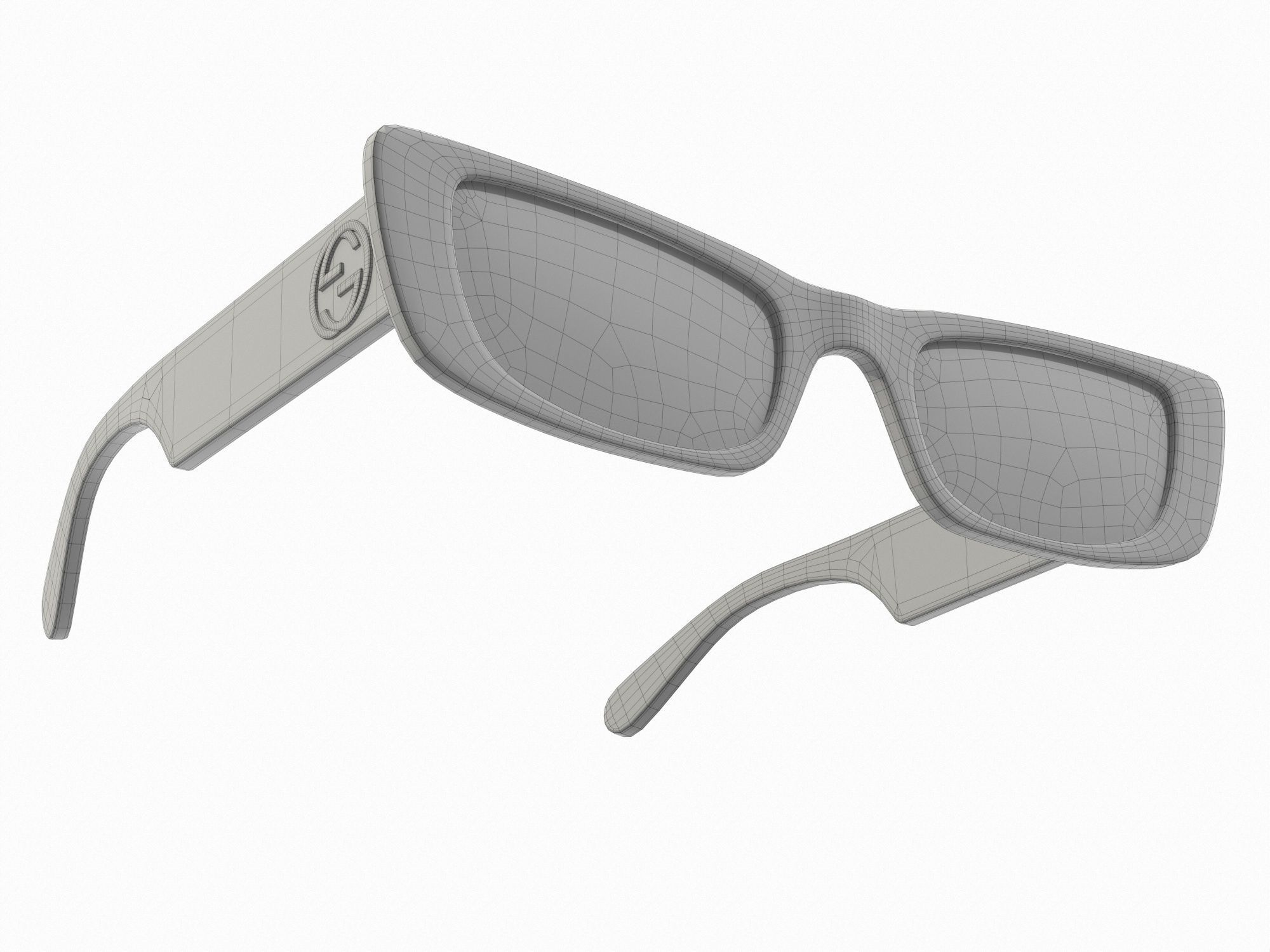 Gucci Rectangular Sunglasses 3 Low-poly 3D model_10