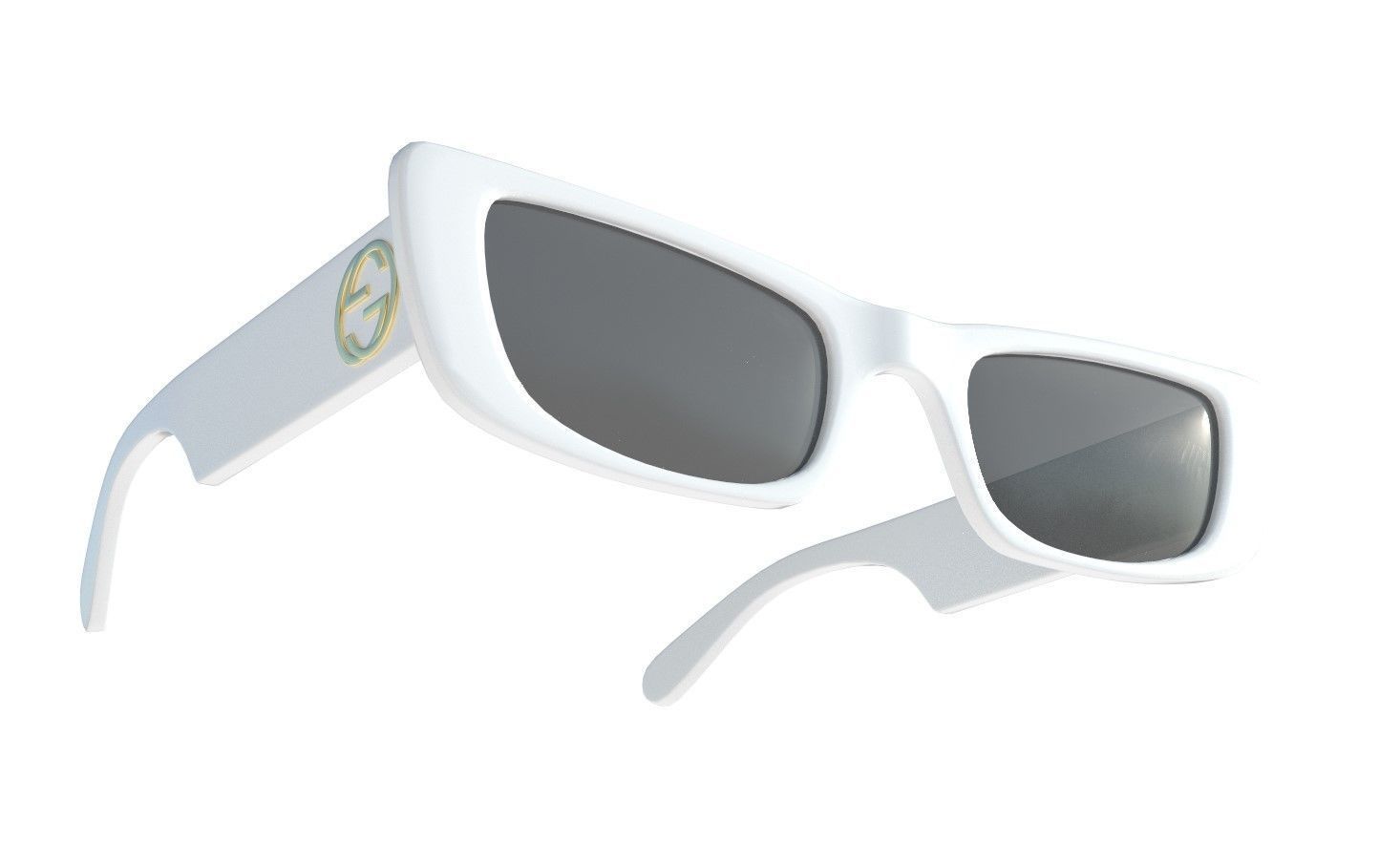 Gucci Rectangular Sunglasses 3 Low-poly 3D model_2