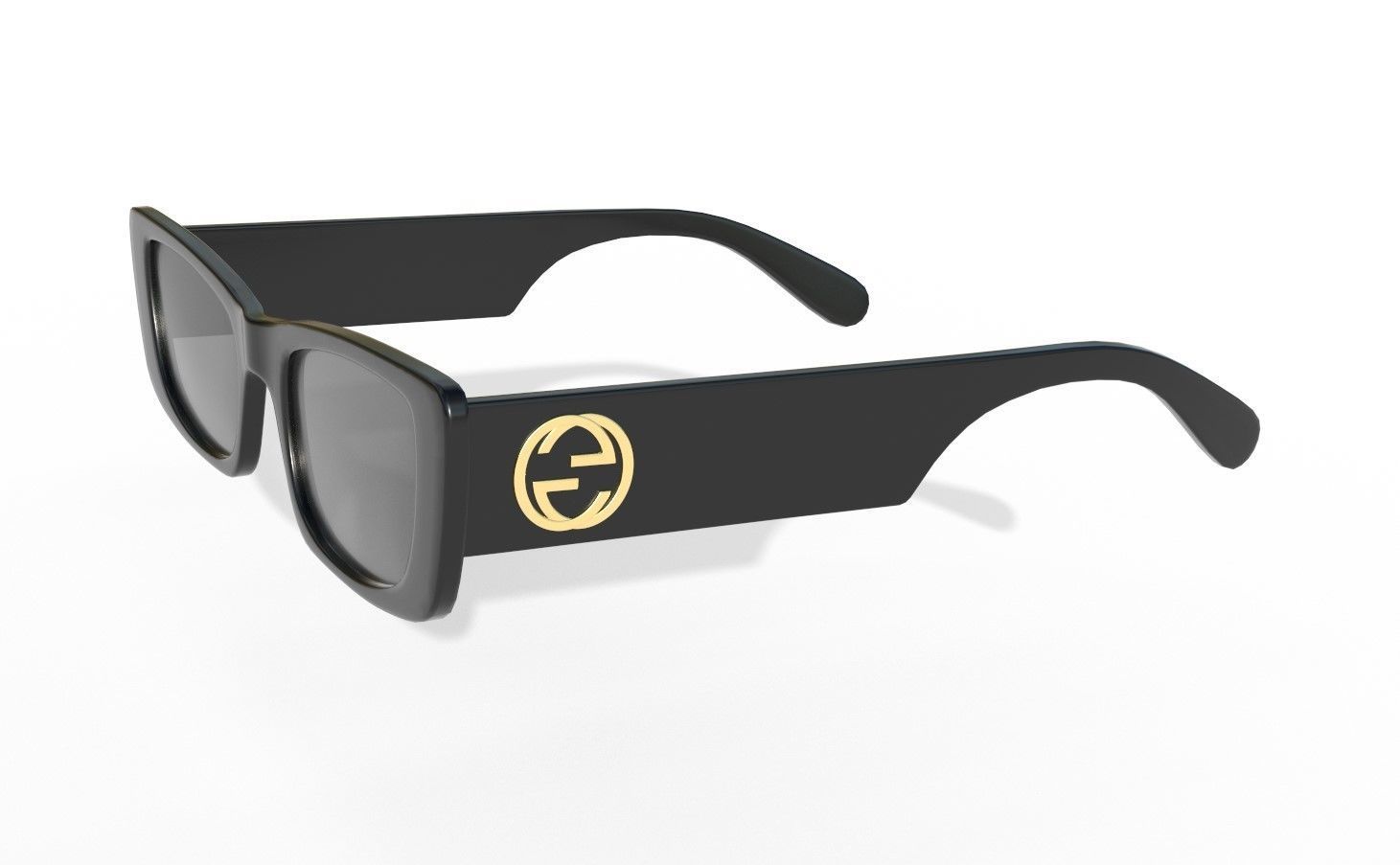 Gucci Rectangular Sunglasses 3 Low-poly 3D model_8