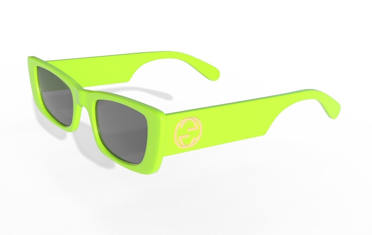 Gucci Rectangular Sunglasses 3 Low-poly 3D model_4