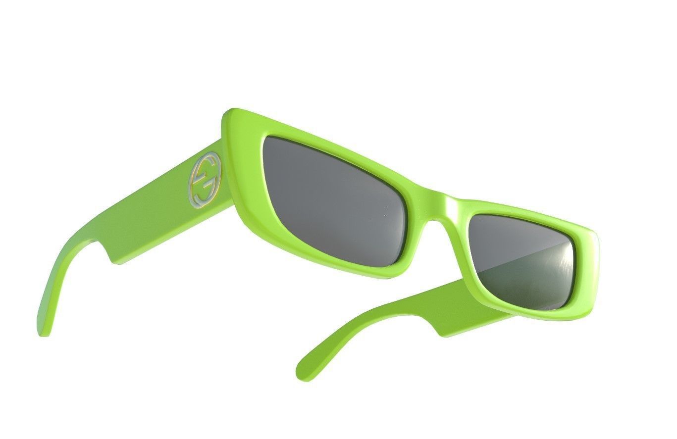 Gucci Rectangular Sunglasses 3 Low-poly 3D model_3