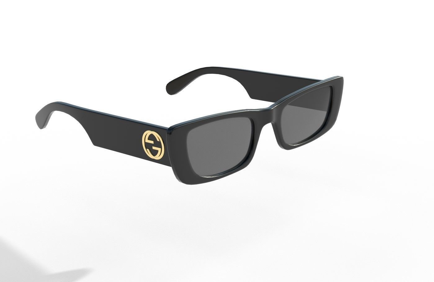 Gucci Rectangular Sunglasses 3 Low-poly 3D model_5