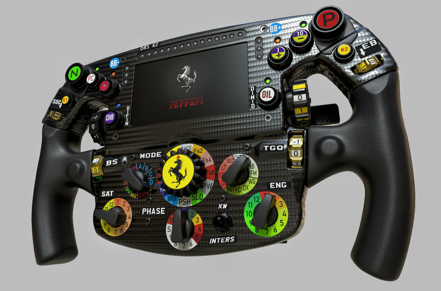 F1 Ferrari Steering wheel Low-poly 3D model_2