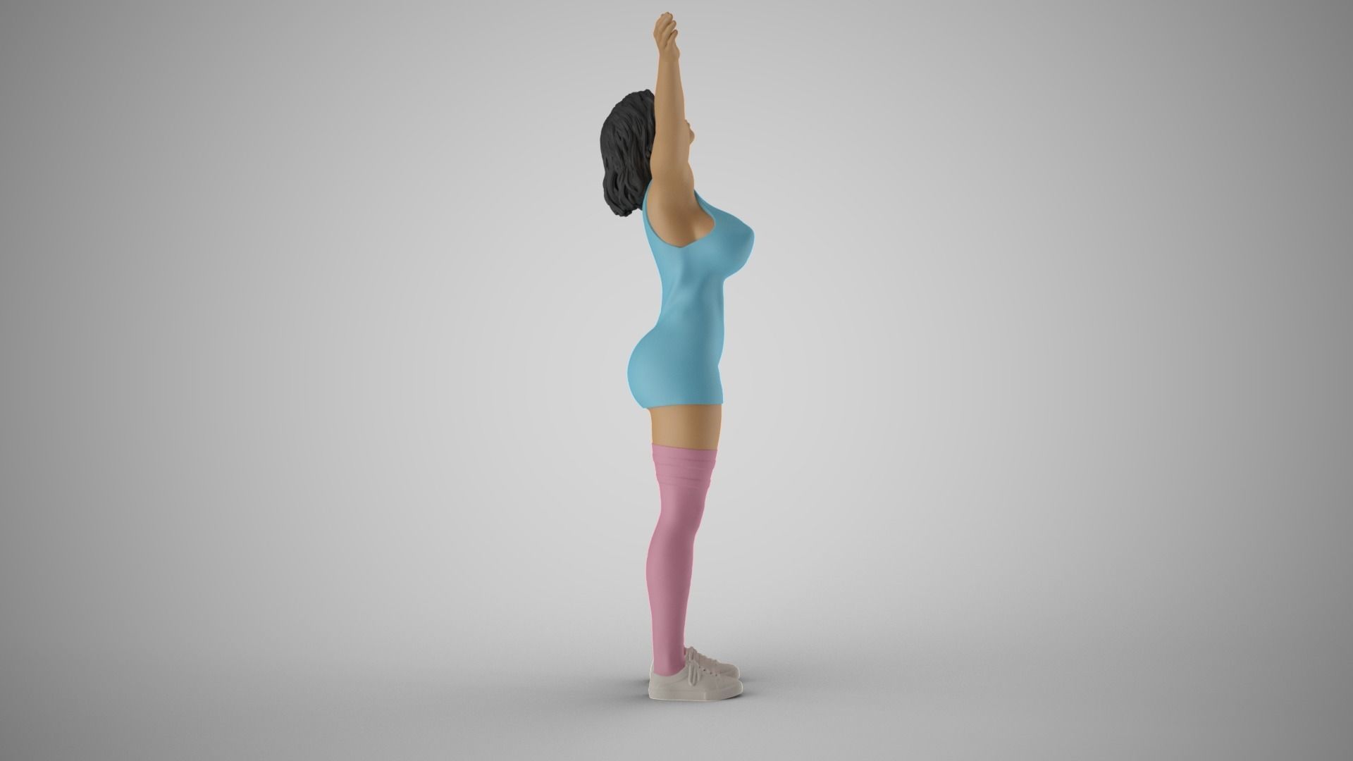 Girl Surrender to Rain 3D print model_5