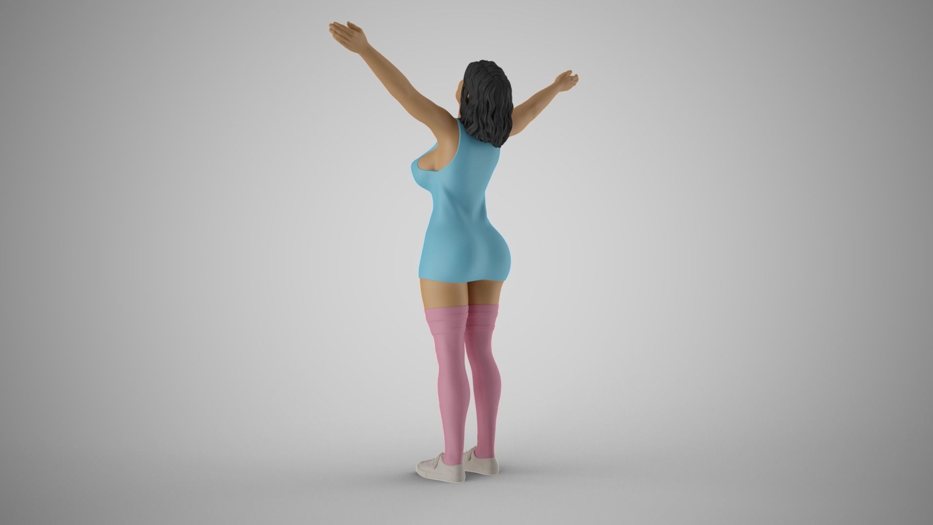 Girl Surrender to Rain 3D print model_8