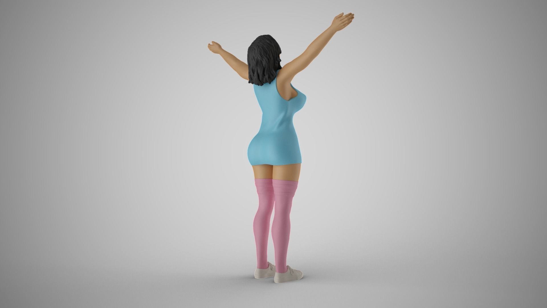 Girl Surrender to Rain 3D print model_6