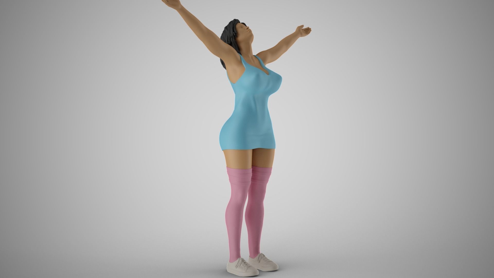 Girl Surrender to Rain 3D print model_4