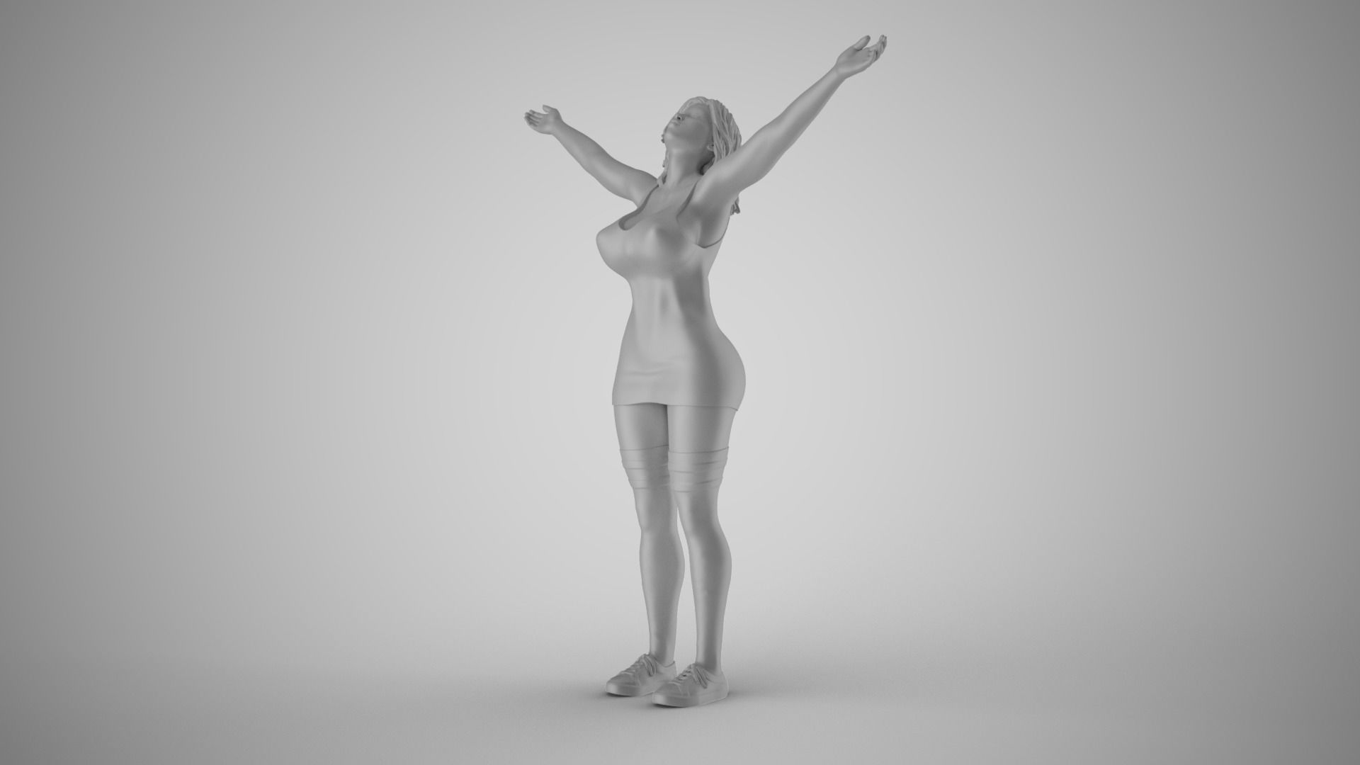Girl Surrender to Rain 3D print model_1