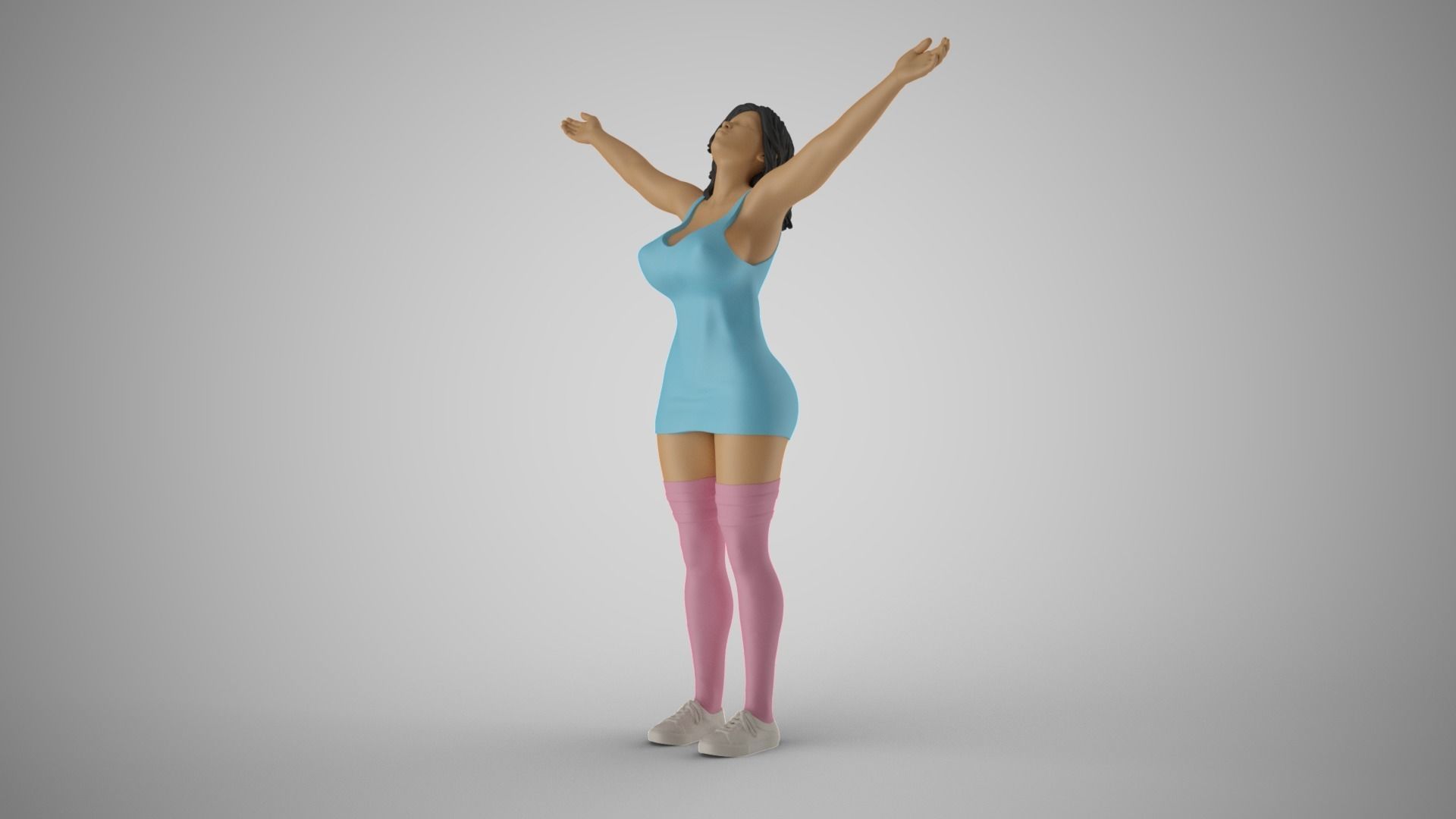 Girl Surrender to Rain 3D print model_10