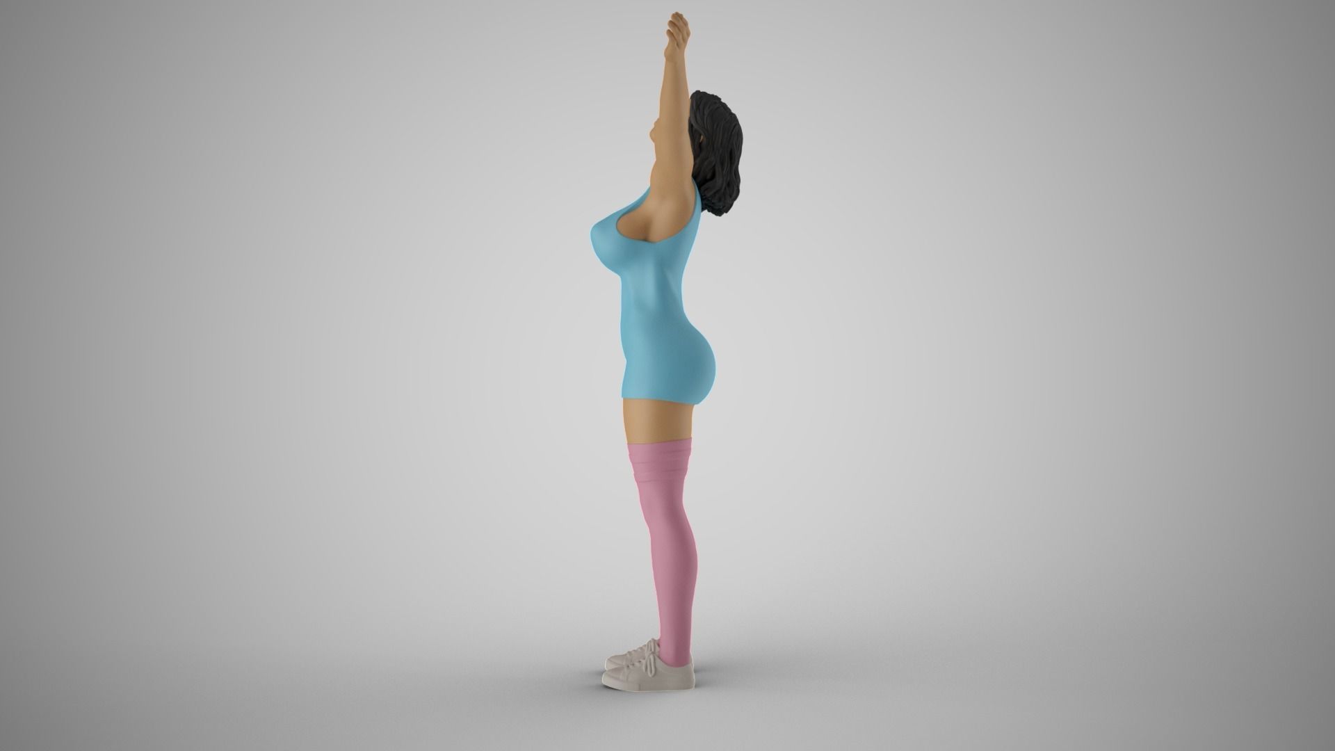 Girl Surrender to Rain 3D print model_9