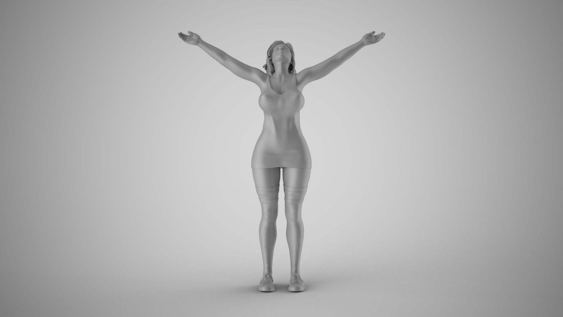 Girl Surrender to Rain 3D print model_2