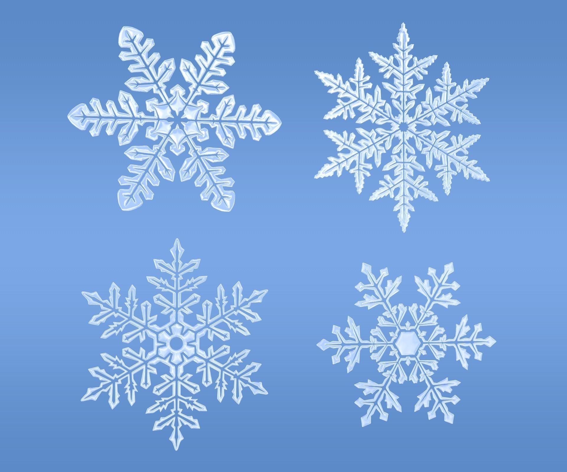 Snowflakes set v1 3D model_1