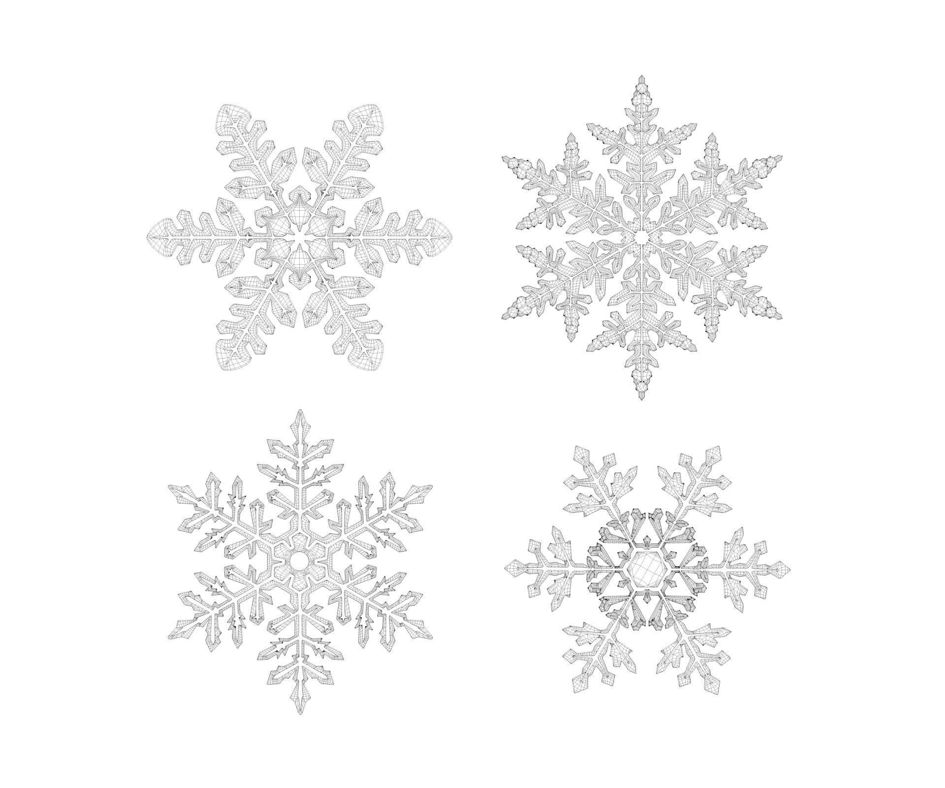 Snowflakes set v1 3D model_7
