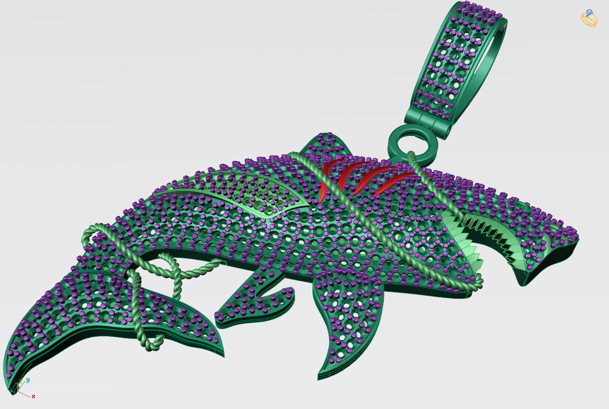 Shark pendant 3D print model 3D print model_14