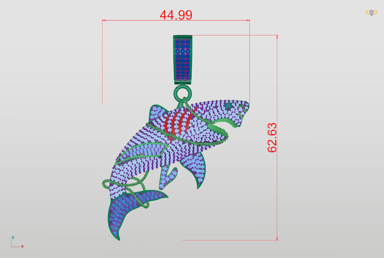 Shark pendant 3D print model 3D print model_15