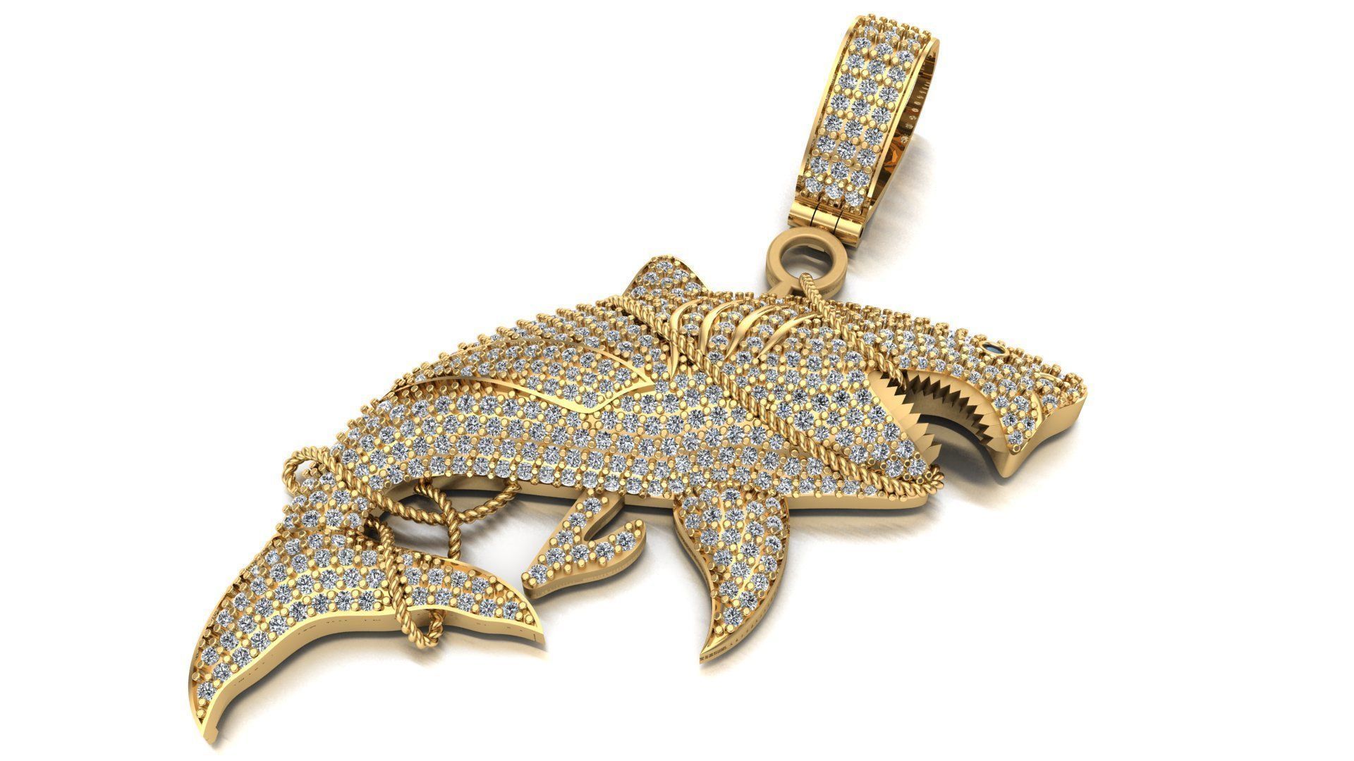 Shark pendant 3D print model 3D print model_1