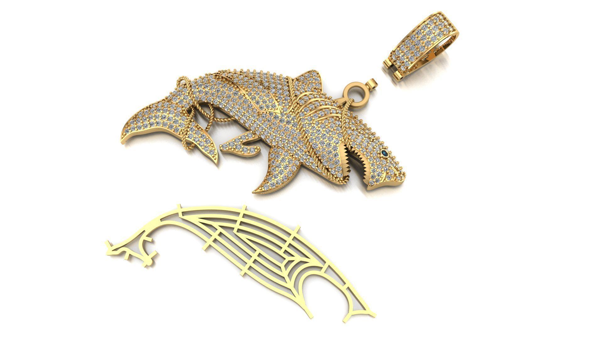 Shark pendant 3D print model 3D print model_5