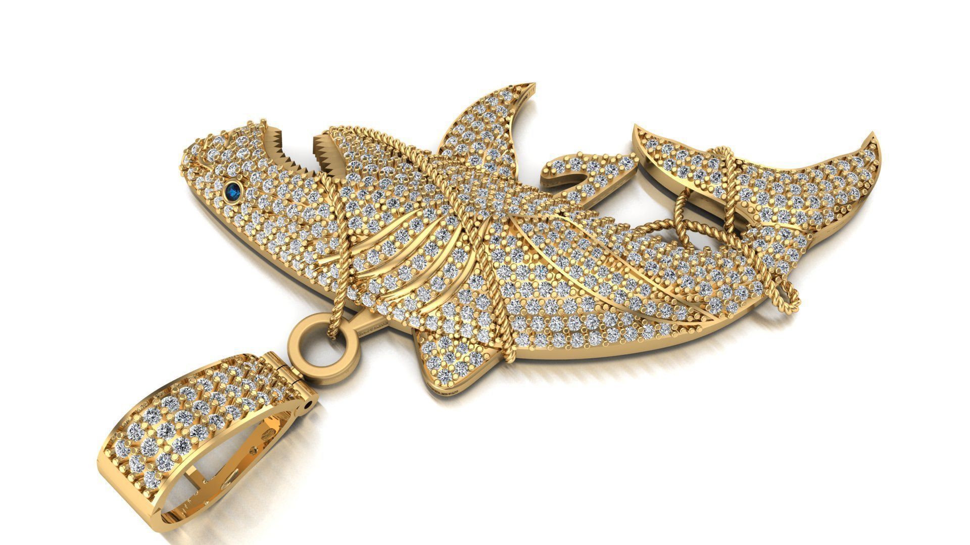 Shark pendant 3D print model 3D print model_6