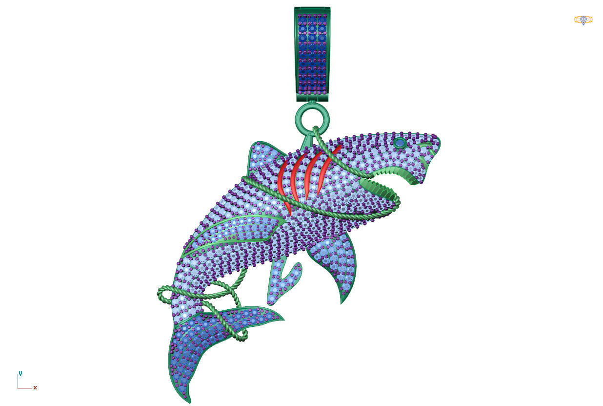 Shark pendant 3D print model 3D print model_13
