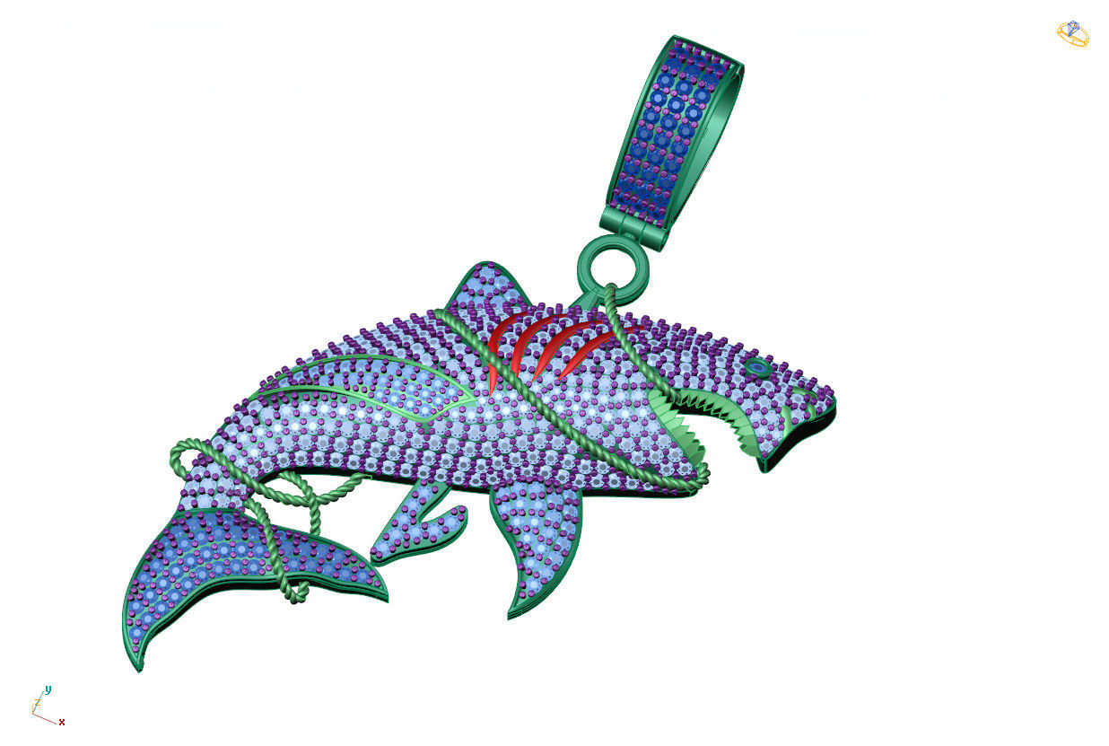 Shark pendant 3D print model 3D print model_12