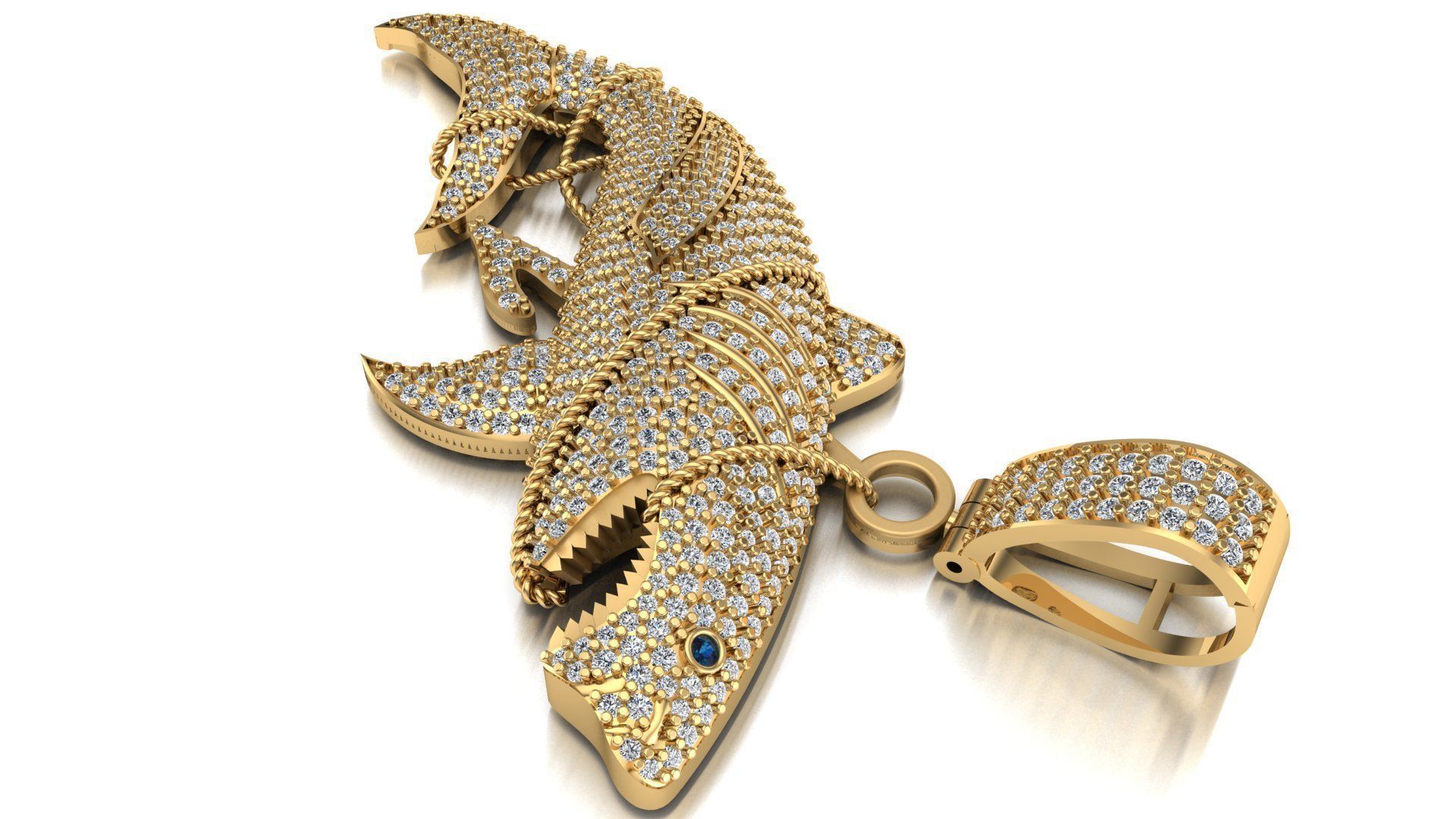 Shark pendant 3D print model 3D print model_3