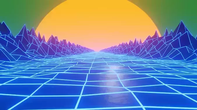 3D Retro Sunset 3D model