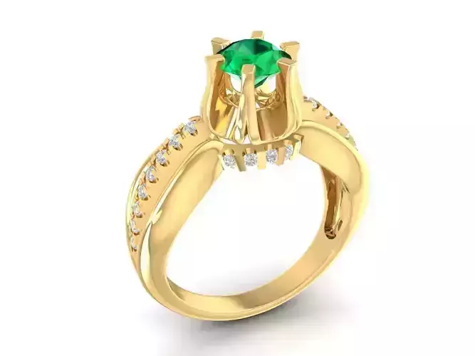 Elegant Emerald Diamond Engagement Ring for Women 889