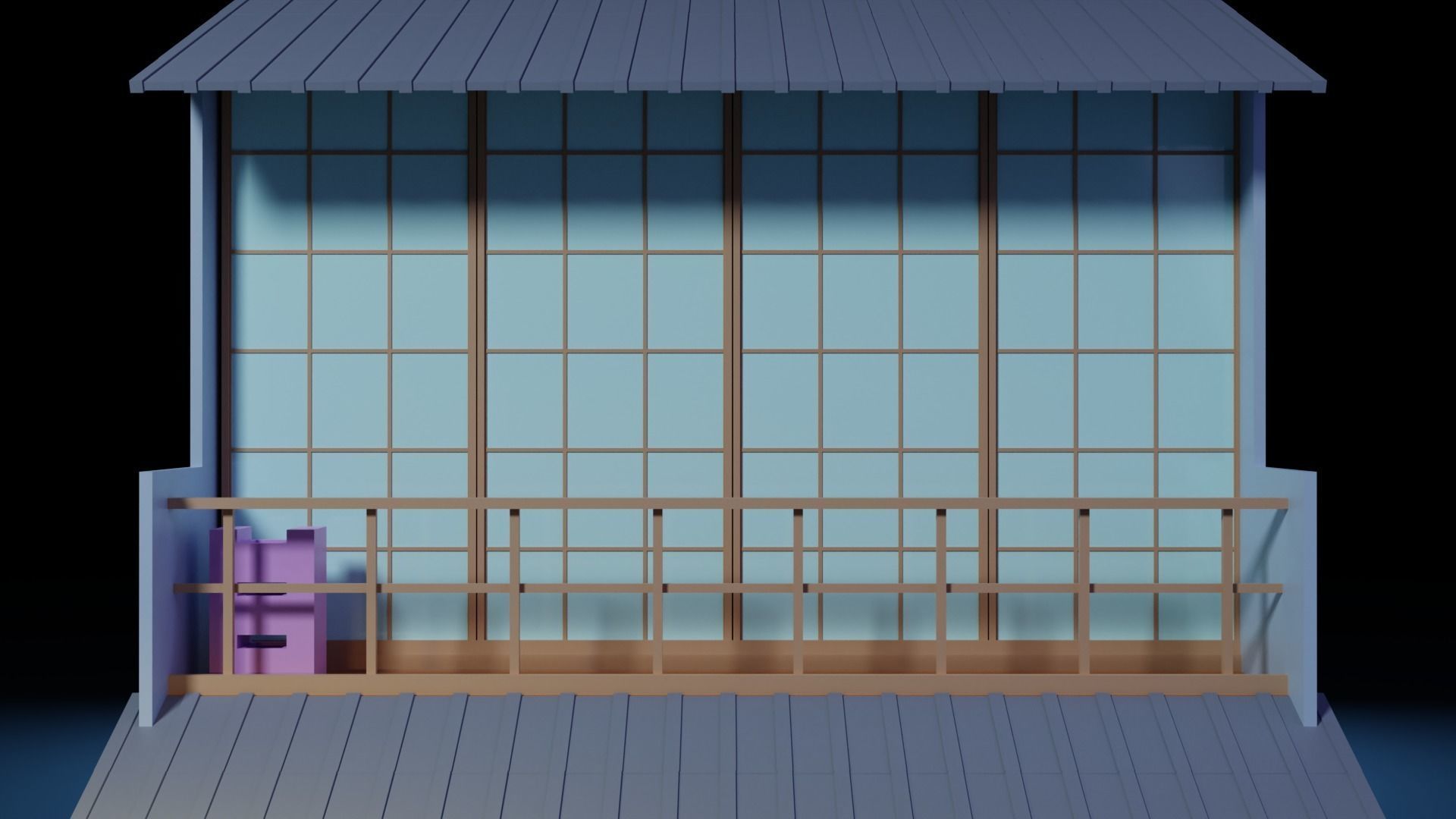 Low Poly Art Gallery Building Scene Low-poly 3D model_5