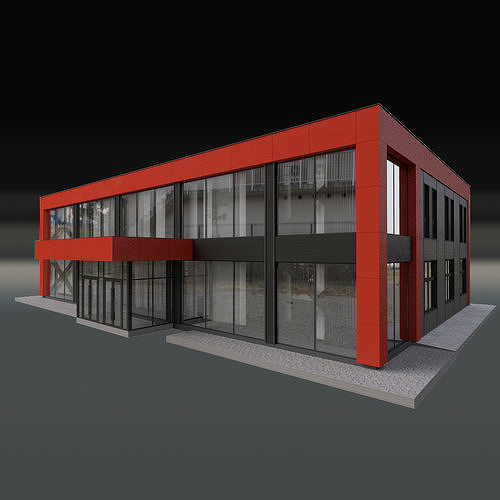 Office and Store Building With Restaurant 3D model