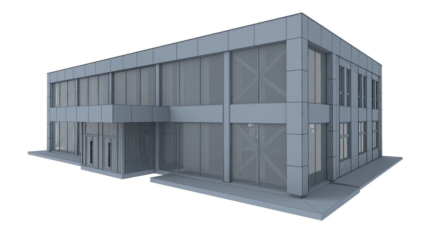 Office and Store Building With Restaurant 3D model_8