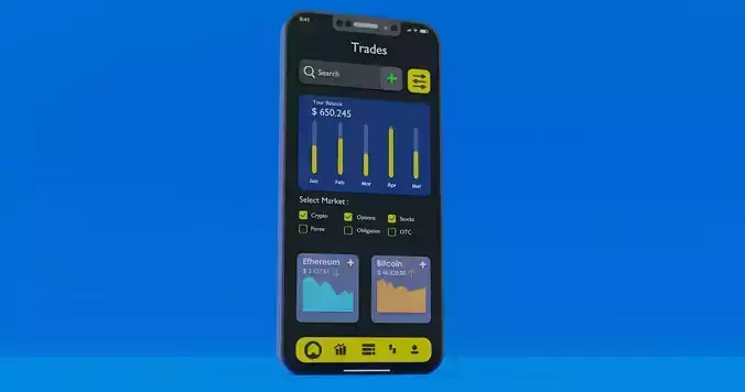 3D Illustration Design UI Trading Apps