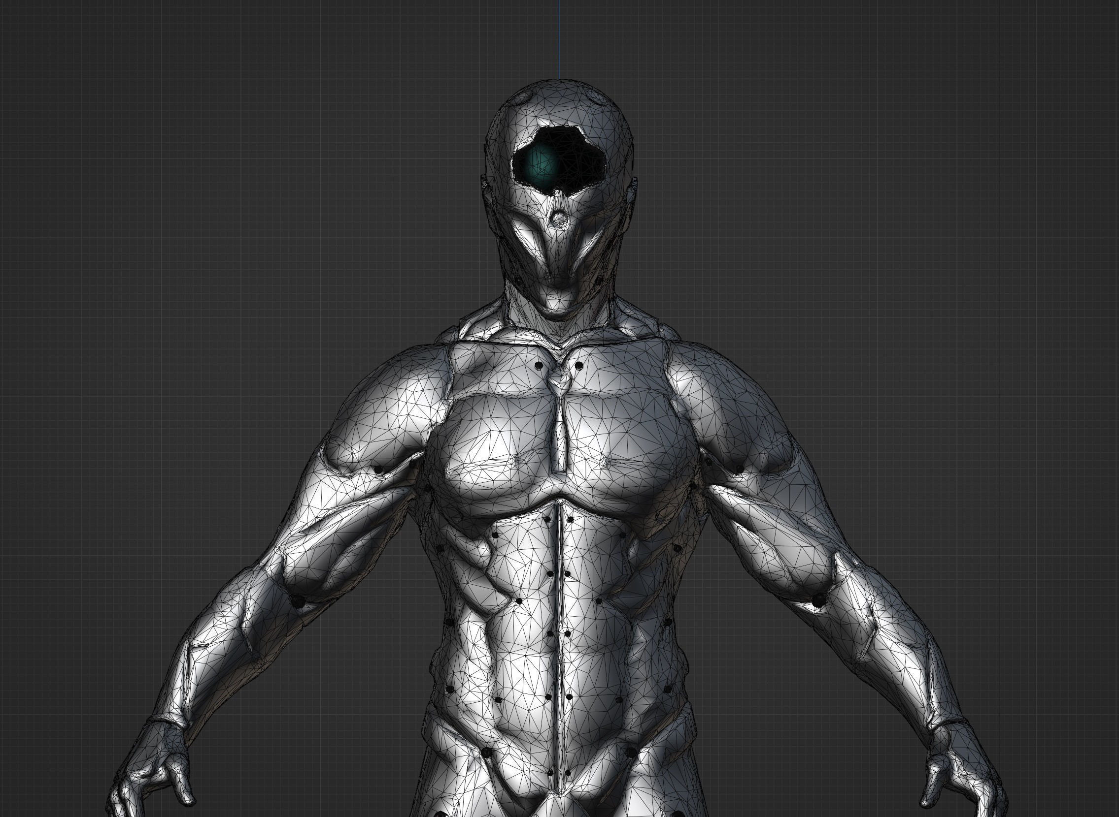 Cyborg Robot character - highpoly and lowpoly Low-poly 3D model_14