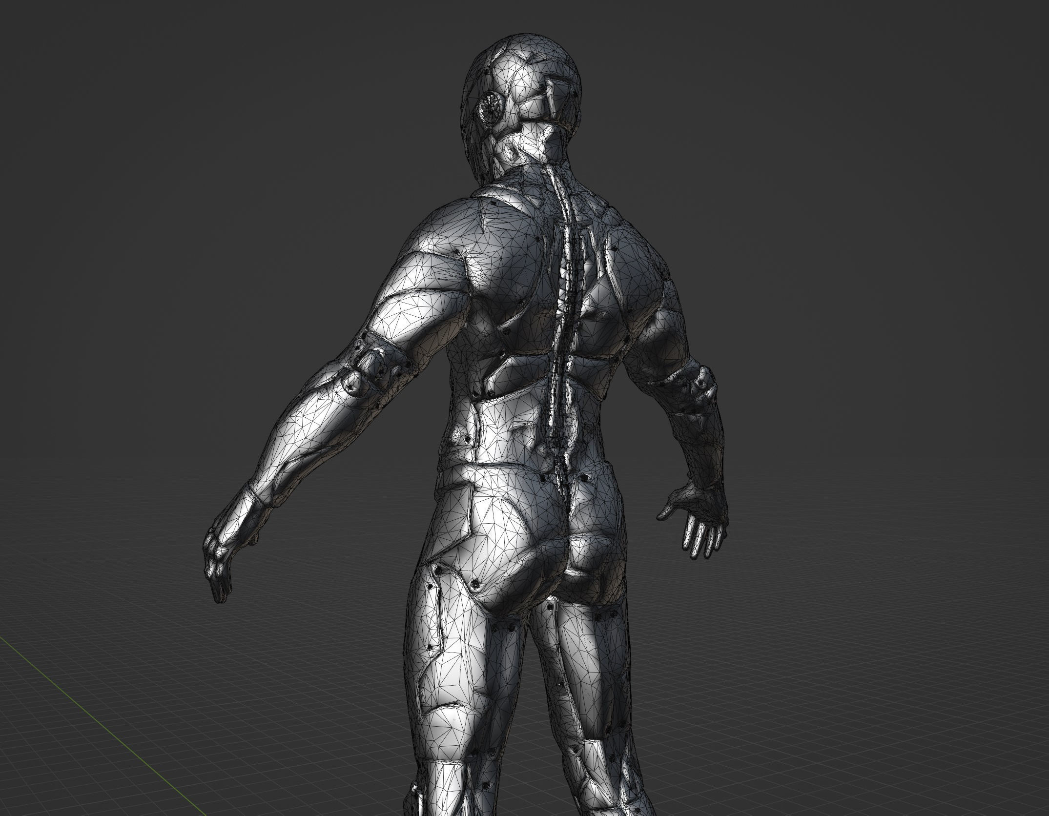 Cyborg Robot character - highpoly and lowpoly Low-poly 3D model_15