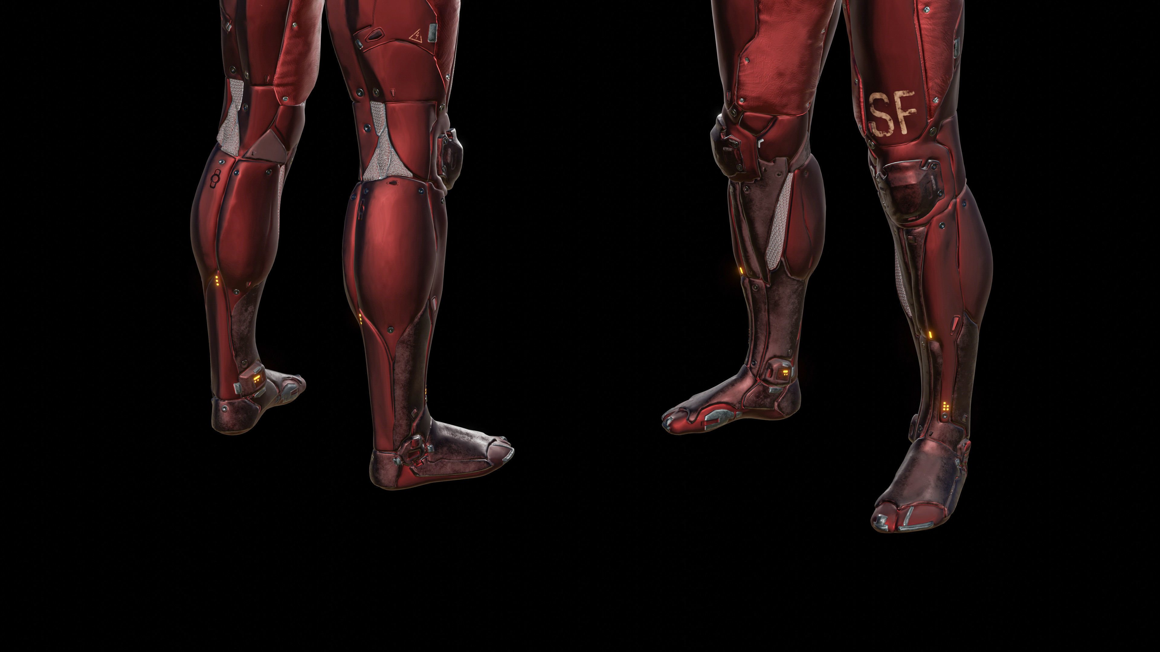 Cyborg Robot character - highpoly and lowpoly Low-poly 3D model_13