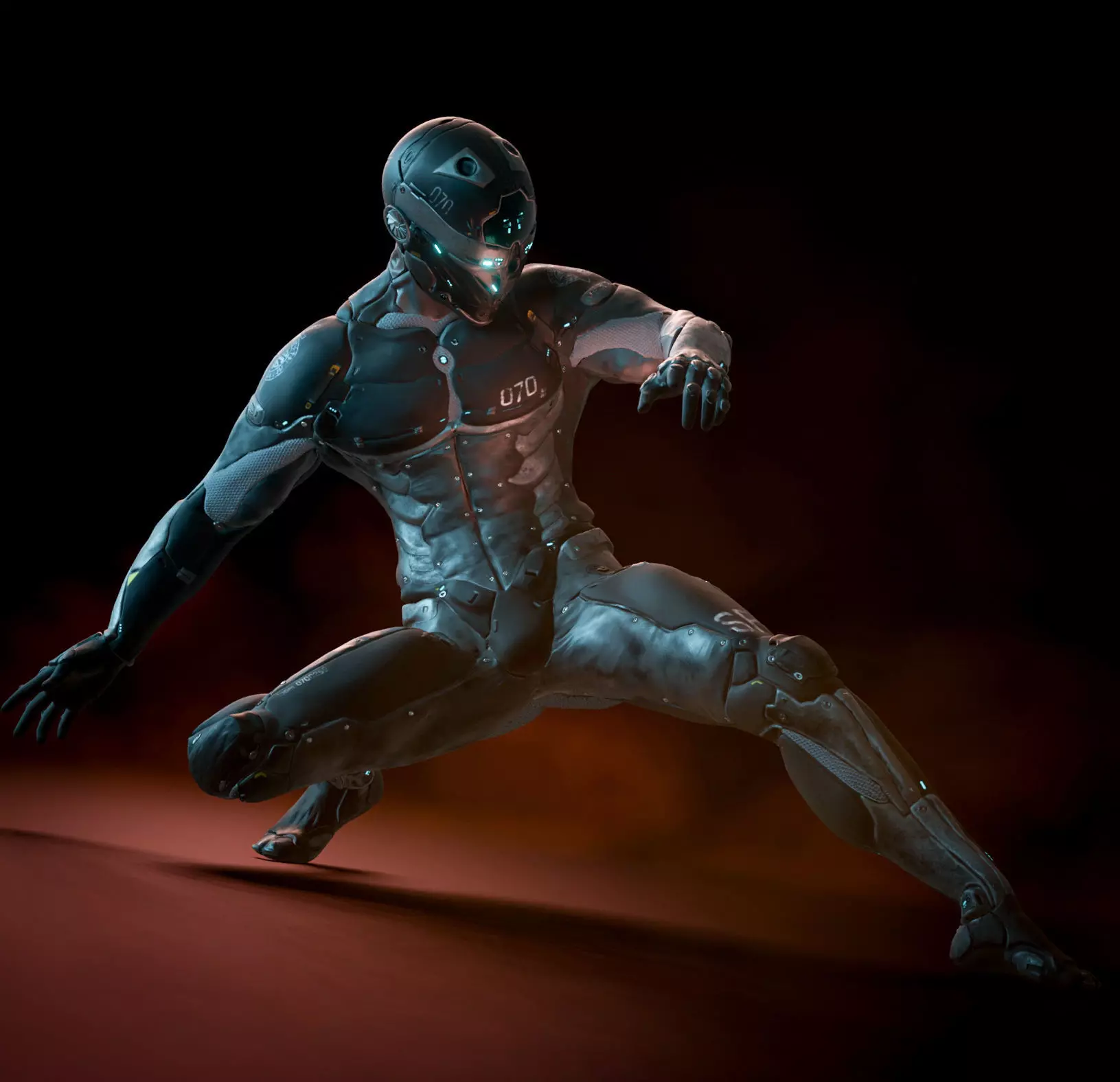 Cyborg Robot character - highpoly and lowpoly Low-poly 3D model_0