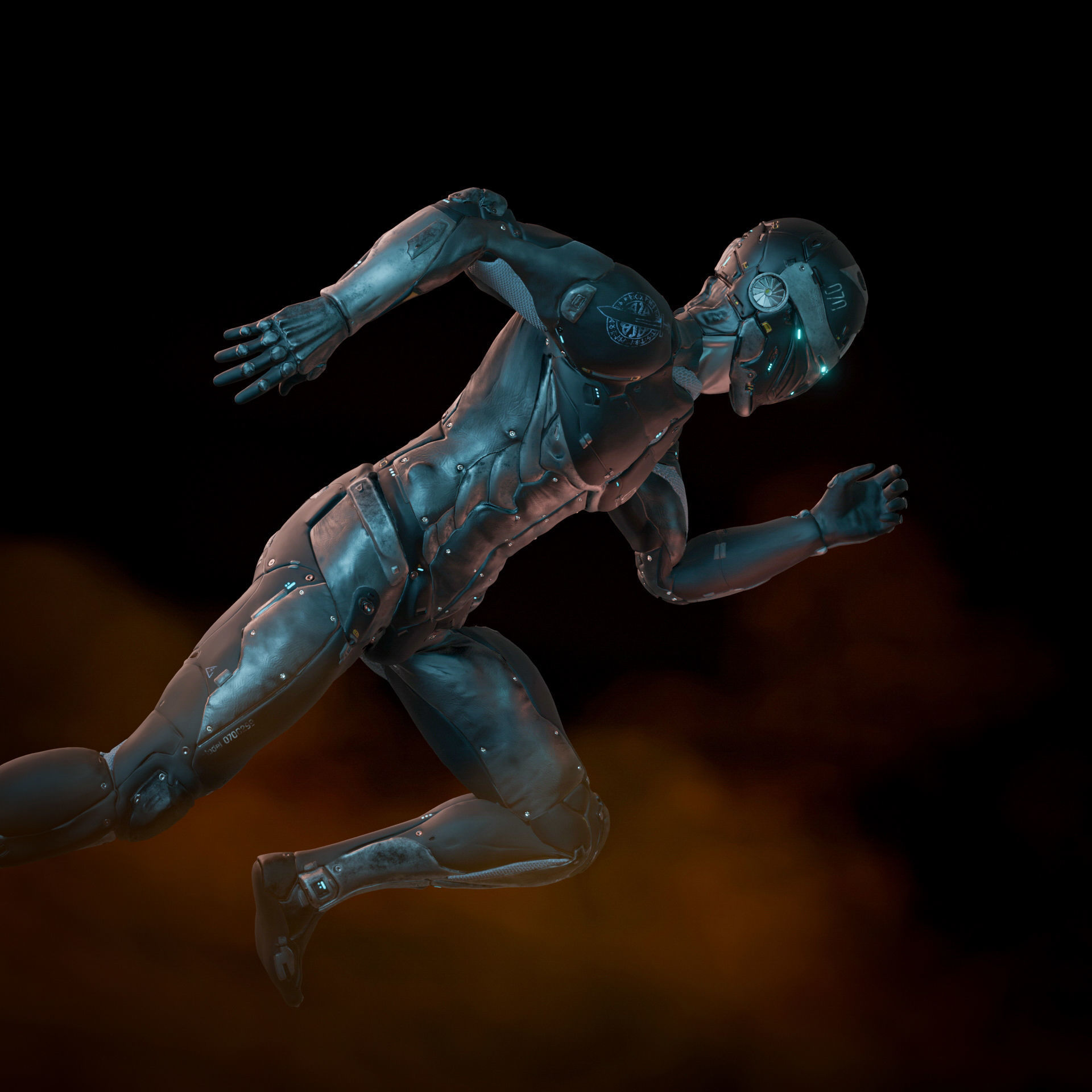 Cyborg Robot character - highpoly and lowpoly Low-poly 3D model_5