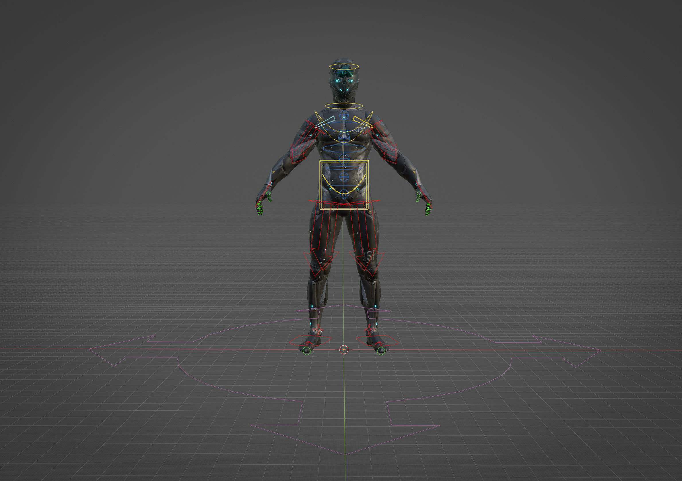 Cyborg Robot character - highpoly and lowpoly Low-poly 3D model_16
