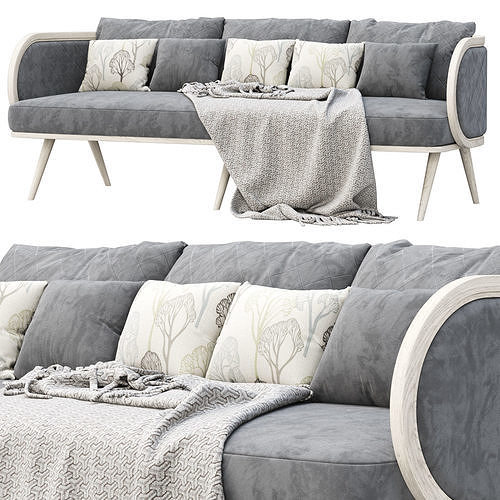 Victoria velour three-seater sofa HV60  3D model