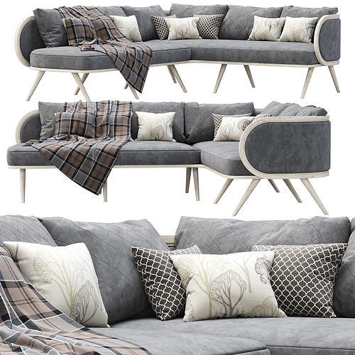 Victoria velour corner sofa HV60 3D model