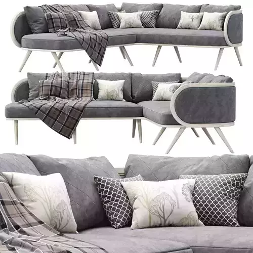 Victoria velour corner sofa HV60 3D model