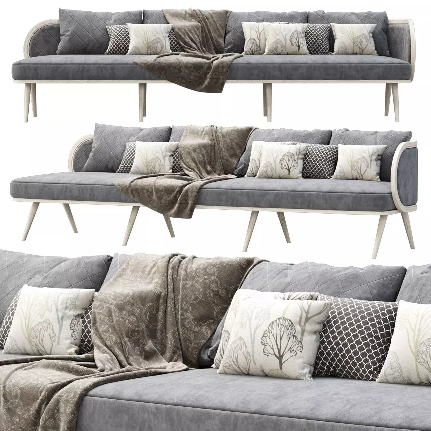 Victoria velour four-seater sofa HV60 3D model
