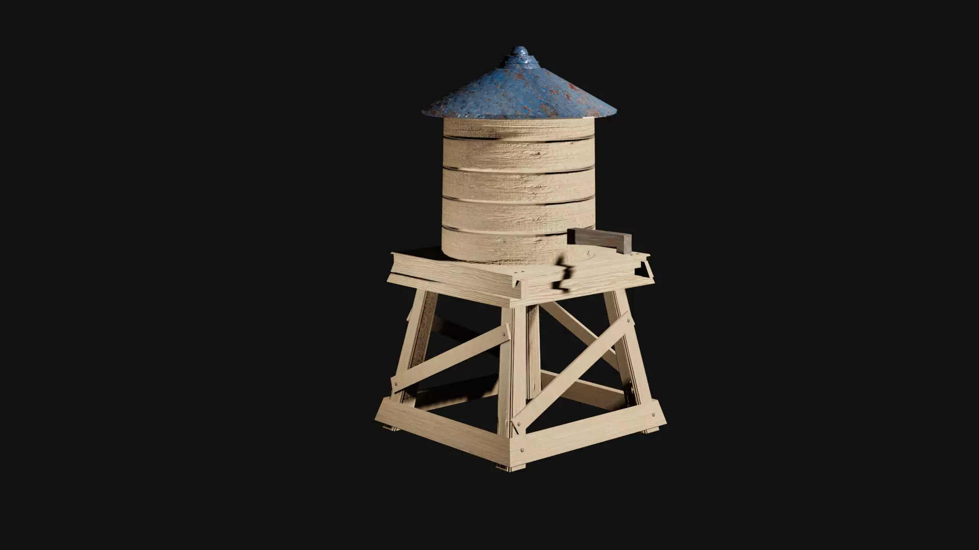 Farm Water Tank Low-poly 3D model