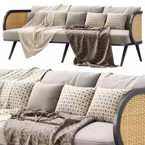 Victoria wooden rattan three-seater sofa BA70 